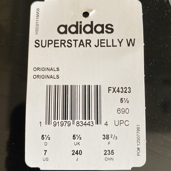 New never worn. Superstar Jelly Adidas Original Superstar. Size 7 woman’s. Lilac - Picture 7 of 7
